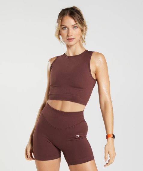 Women's Gymshark Sweat Seamless Midi Tanks Burgundy | NZ 4OIZRF